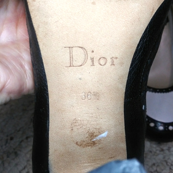 Vintage Christian Dior Ivory & Black Menswear Inspired/Retro 1940's Brogue Pumps - Picture 15 of 16